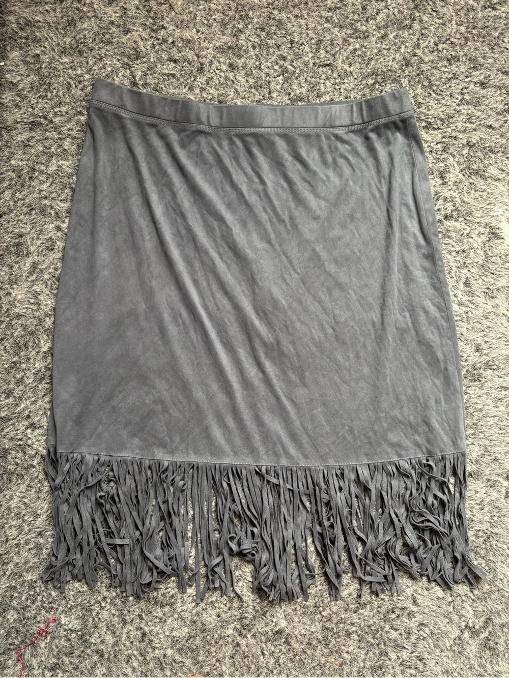 Ruby Rd. Fringe Mini Skirt Gray Large Like New - Picture 6 of 6